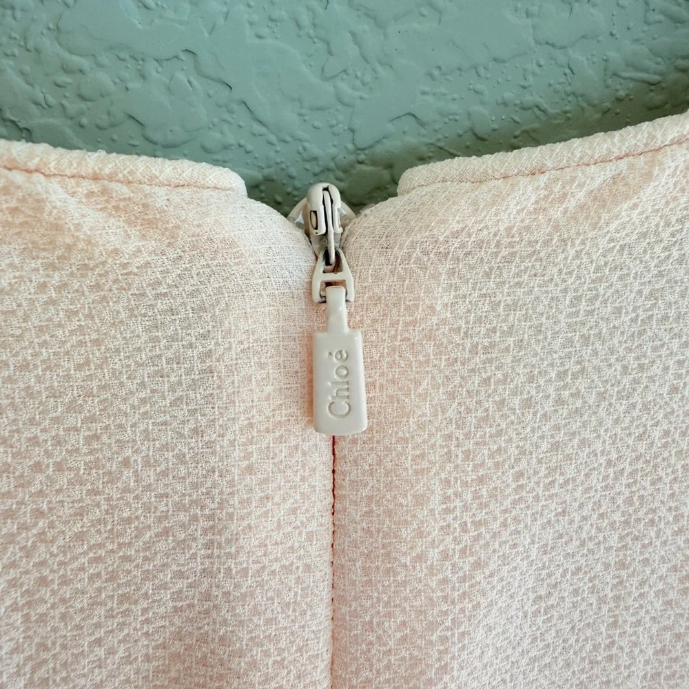 Chloé Embroidered Pink Balloon Sleeve Dress - Picture 6 of 6